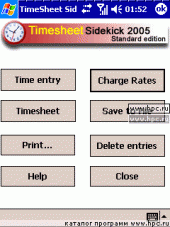 TimeSheet Sidekick 2005 STD 2.1 для Pocket PC и WM - описание, 