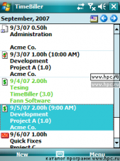 TimeBiller 3.0.561 для Pocket PC и WM - описание, 