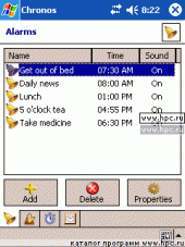 Chronos Alarm Clock 3.6 для Pocket PC и WM - описание, 