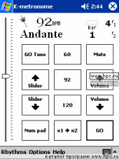 K-metronome 1.9 для Pocket PC и WM - описание, 